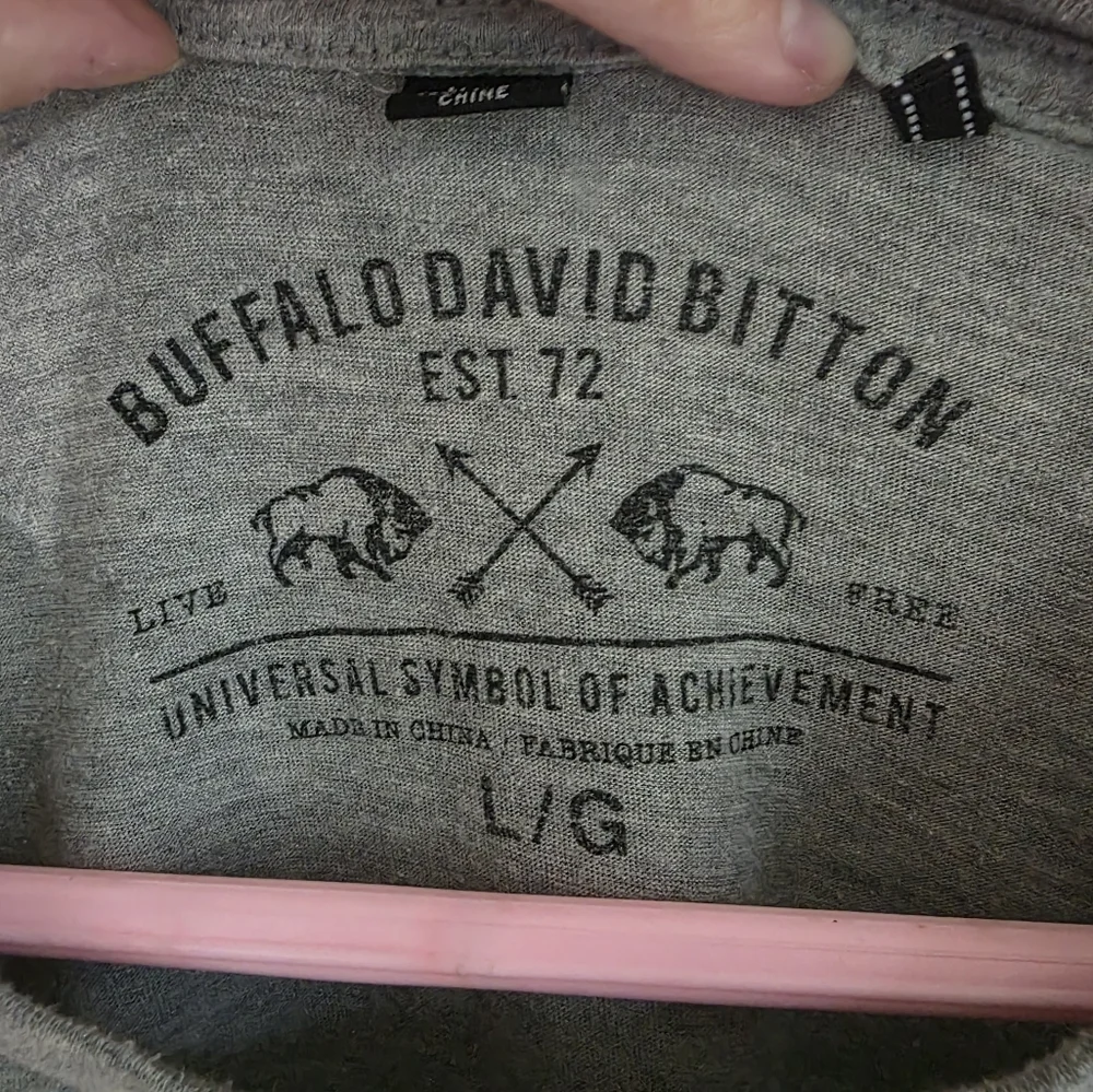 Buffalo David Bitton Gray and Black Logo Long Sleeve Tee
